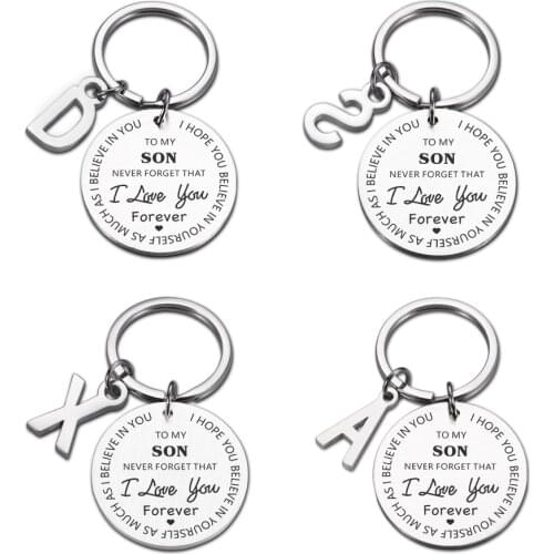 Inspirational Gift To Son From Mom-Never Forget How Much I Love You Gift Keychain for Teen Boy From Mother In Law Stepmom