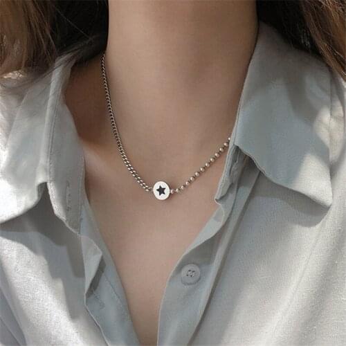 Vintage 925 Sterling Silver Star Charm Pendants Necklace For Women Girls Statement Jewelry dz652