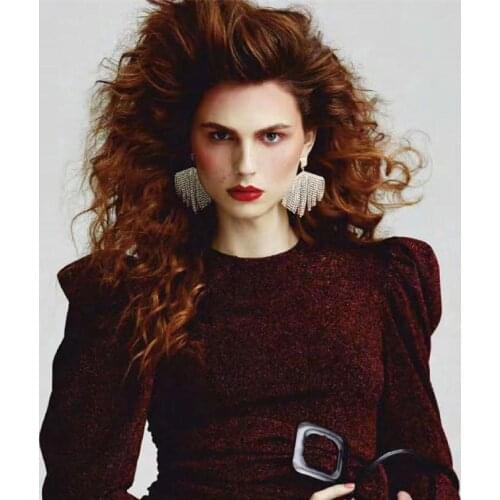 High Quality Bling Rhinestone Tassel Dangle Earrings For Women Fashion Jewelry Trendy Brand Collection Earrings Accessories