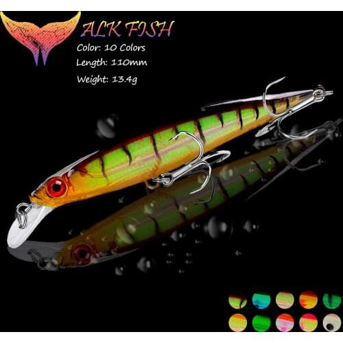 WALK FISH 1PCS 13.4g/110mm Floating Minnow Fishing Lure Wobbles Hard Fishing Baits 3D Eyes Artificial Bass Fishing Tools Tackles