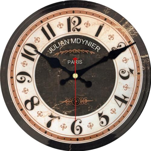 WONZOM Vintage Wall Clock ,Silent Decorative Wooden Cardboard Wall Clocks For Living Room, Wall Clock For Romain Numbers
