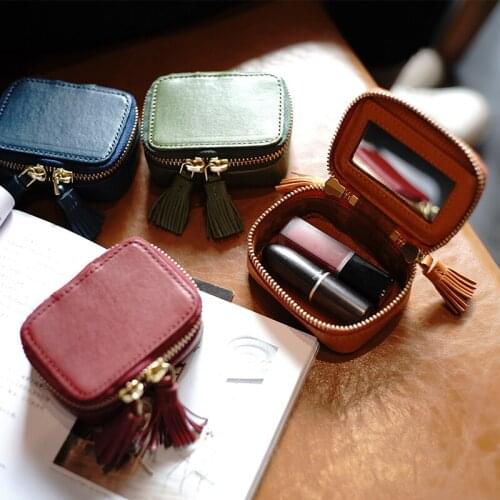 WOONAM Women Fashion Limited Exquisite Natural Top Hide Genuine Calf Leather Tassels Cosmetic Pouch Bag WB1164
