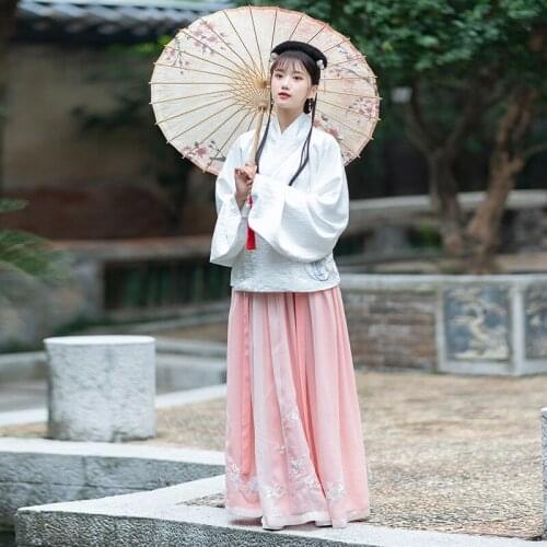 Free shipping Han womens embroidered double cross collar Pipa sleeve jacket skirt Ming made heavy woolen Cape Cape Cape suit