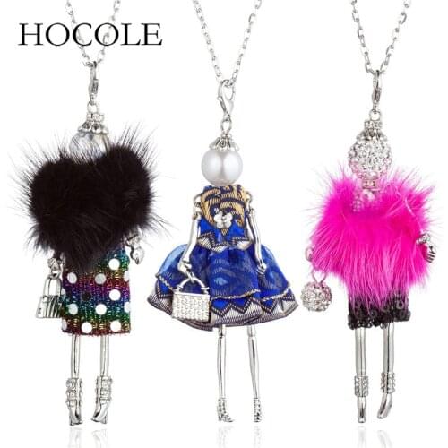 2018 New Dress Doll Big Choker Necklaces & Pendants Dancing Baby Girls Statement Long Chain Necklace For Women Maxi Jewelry