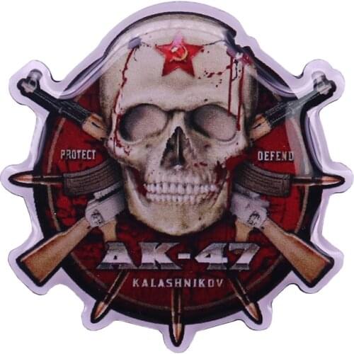 Russian Soviet CCCP AK47 Special Forces Red Star Skull Protect Defend Kalashnikov Laple Pin Badge
