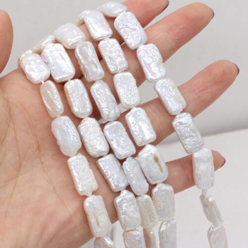 100% Real Baroque Pearls Beaded Rectangle Natural Freshwater Pearl Beads for Jewelry Making Elegant Necklace DIY Bracelet 36cm