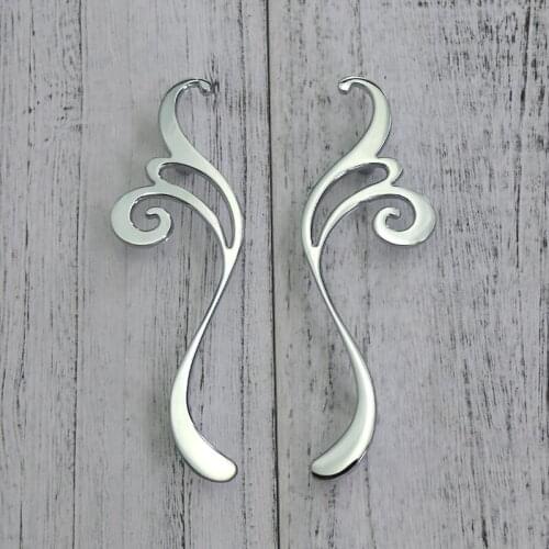 2PCS 96mm Bright Silver Cabinet Handles Dresser Drawer Pull Wardrobe Cupboard door Handle Modern Zinc Furniture Handle Pull