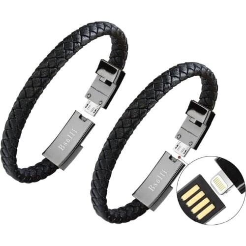 2Pcs Creative Wear Load Bracelet USB Charger for iphone cable Xs max Xr X 8 7 6 plus 6s 5 s plus ipad mini fast charging cables
