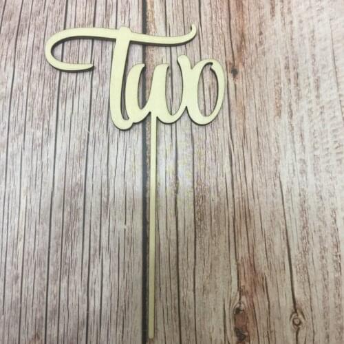 20pcs laser cut out TWO wood number baby shower cake topper happy birthday wood cake toppers