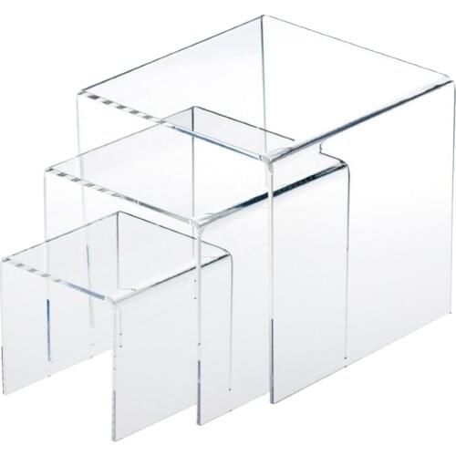 3Pcs (3', 4', 5') Clear Acrylic Jewelry Display Risers Showcase Fixtures