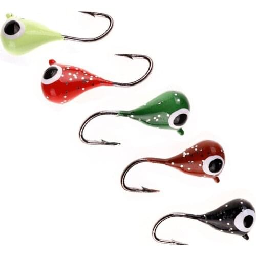 5PCS/Lot Mini Metal Winter Ice Fishing Hook Lure Bait 19mm/2.1g Fish Lead Head Hook Bait Jigging Fishing Tackle