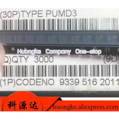 100pcs/lot PUMD3 Mark Dt3 PUMD2 Dt2 PUMD12 Dt1 PUMD13 3t1 PUMD10 Mark DtO Dt0 PUMD48 4t8 SOT363 SC70-6 Composite pipe