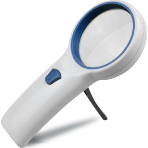 5X LED Illuminated Lighted Magnifier Gift Toys Reading Lamp Handheld Magnifying Glass for Old Man Children with Bracket Support