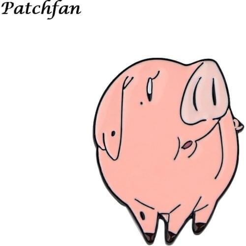 AD010 Patchfan Cartoon Pig Zinc Alloy Tie Pins Badges Para Shirt Bag Clothes Cap Backpack Shoes Animals Brooches Decoration