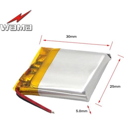 1x WAMA 502530 300mAh Li-Polymer Over-Charging Protected 052530 3.7V Rechargeable Batteries for DIY Electronic Accessories