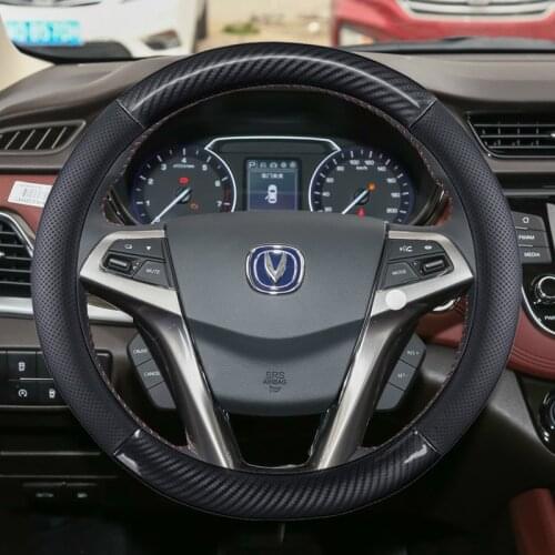 38CM Genuine Leather Car Steering Wheel Cover Anti-Slip for Changan CS95 CS85 CS75 CS55 CS35 CS15 EADO Auto Accessories