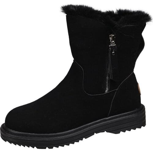Velvet Fur Warm Winter Shoes Women Ankle Boots Nice Pop Side Zipper Casual Winter Shoes Female Warm Fur Snow Boots