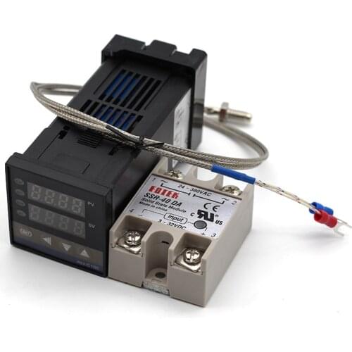 REX-C100 Digital PID Temperature Controller Thermostat SSR output + Max.40A SSR Relay + K Thermocouple Probe