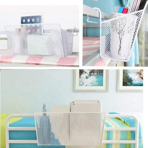 Bunk Bed Storage Basket Dormitory Bedside Storage Baskets Metal Desk Corner Organizer Hanging with Hook for Books Phones Tissues