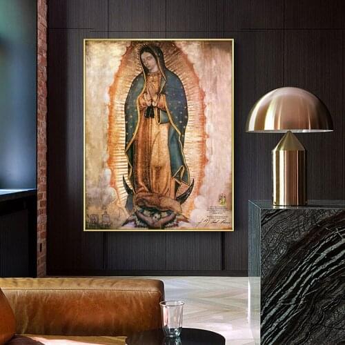 Guadalupe Lady Oil Painting Canvas Painting Wall Art Poster Religious Home Decorative Pictures For Living Room Decor No Frame