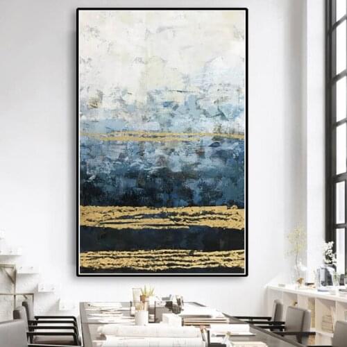 Gold Foil Picture Art Hand Painted Modern Abstract Oil Painting On Canvas Wall Art For Living Room Home Decoration No Framed