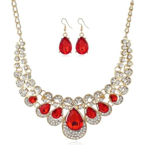 ADOLPH Vintage Crystal Drop Choker Necklace With Stud Earring Vintage Wedding Jewelry Set Statement Accessories Bijoux New AHT22