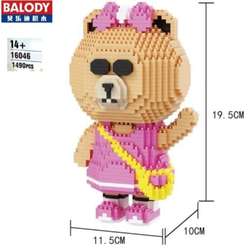 Balody Mini Building Blocks Assembly Cartoon Building Toys Bear Anime Figure Model Brinquedos Kids LOVELY Toy Adults Gifts 16046