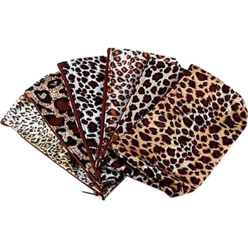 1Pc Leopard Print Cosmetic Bag Large Capacity Pencil Cosmetic Case Waterproof Zipper Polyester soft Cosmetic Storage Pouches