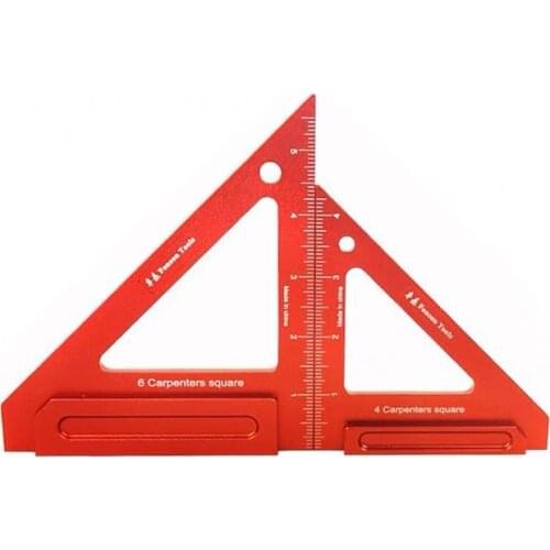 4/6 Inch Woodworking Square Ruler Aluminum Alloy Triangle Ruler 45/90 Degree Measuring Gauge Height Ruler Carpenter Tool