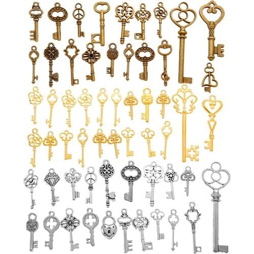 9 pcs Mix sale antique bronze Charms metal key & heart lock Pendants for Jewelry Making DIY Handmade Craft 42116B