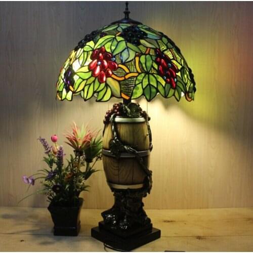 16 Inch American Grape Large Fashion Table Light Lamp For Living Room Table Decoration Grand Antique Desk Lamp Table Lamp Luxury