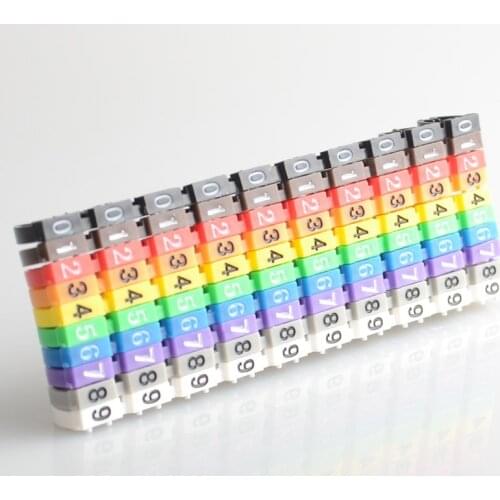 2019 New 100Pcs/Lot 0-9 1.5mm2-6mm2 Arabic Numerals M Type CAT 6 Clip Network Ethernet Wire Number Label Tube Cable Marker