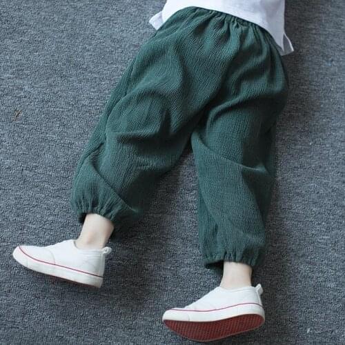 Boys and Girls Anti Mosquito Pants Thin Trousers Cotton and Linen Childrens Clothing Summer Clothes Air Conditioning Pants