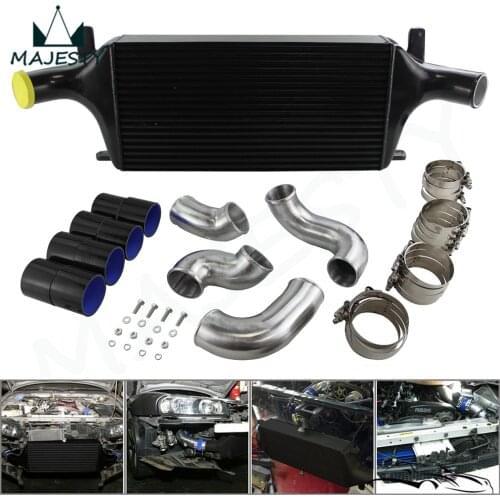 Black COMPLETE FRONT MOUNT INTERCOOLER KIT FIT SKYLINE R33 R34 GTR RB26DETT