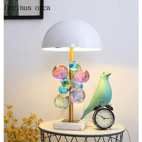 Postmodern personality mushroom LED table lamp reading room bedroom bedside lamp Nordic stained glass decorative table lamp