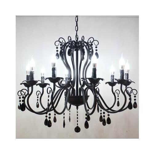 Simple light luxury crystal wrought iron living room lamp dining room bedroom modern candle lamp clothing store personality