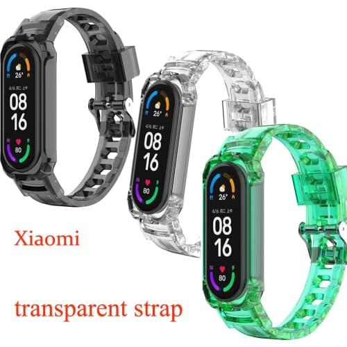 Transparent Watch Bracelet for Xiaomi Mi Band 5 6 Strap Glacier Sport Wristband Drop-resistant Watchband for Miband 4 3 NFC Belt