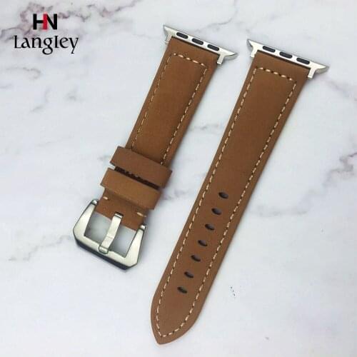 Genuine Leather Vintage Matte Watch Bands For iwatch SE 6 5 4 For Apple Watch Comfortable Straps Watch Accessories 38/40/42/44mm