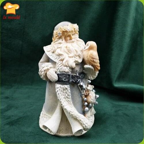 Hot Sale Santa Claus Silicone Soap Candle Mould Resin Clay Crafts Mold Old Man and Owl