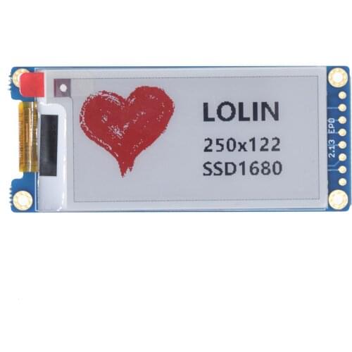 2.13" Tri-Color eInk / ePaper 250x122 Display Shield V1.0.0 for LOLIN (WEMOS) D1 mini D32 - SSD1680 Driver