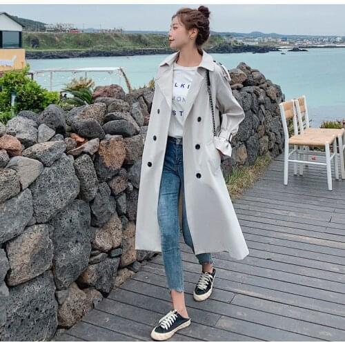 Fashion New Double-Breasted Women Trench Coat Long Belted Slim Lady Duster Coat Cloak Female Outerwear Spring Autumn Clothes