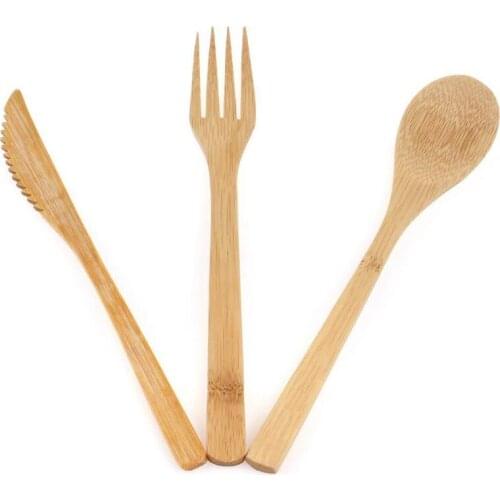 Japanese Portable Cutlery Set Bamboo Dinnerware Set 3Pcs/Set Knife Fork Spoon Tableware Set LX8218
