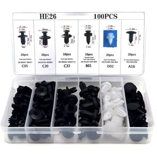 New 100 PCS Automotive Fasteners Clip Mixed Car Body Push Retainer Pin Universal Purpose Plastic Expansion Rivets Bumper
