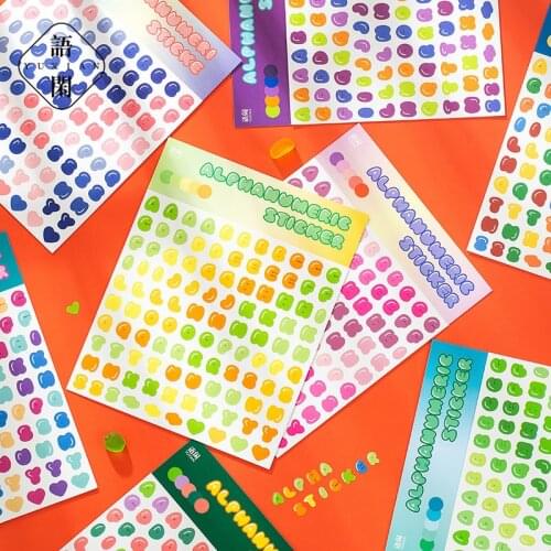 2 Sheets Letter Sticker Colorful Gift Alphabet Sticker Self Adhesive Letter for Scrapbooking Card Art DIY Decoration Scrapbook