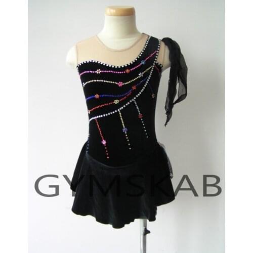 2018 Charming Figure Skating Dress Womens Girls Customized Ice Skating Dress Sleeveless Gymnastics Costume 6347