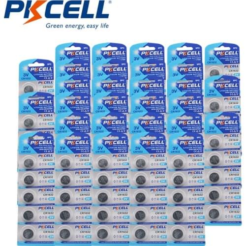 250Pcs 50Card PKCELL CR1632 1632 DL1632 3V Lithium Batteries Cell Button Coin Battery For LED tea light vibes calculators
