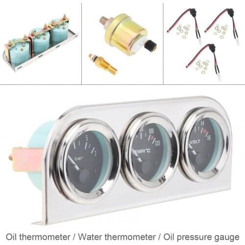 52mm 2 Inch 3 in 1 Triple Gauge Kit Durable Universal Water Temp Oil Pressure Oil Temp Gauge Meter with Sensor