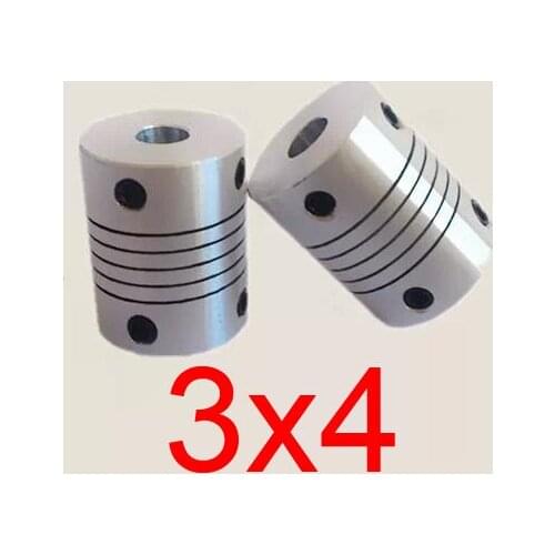 30pcs/lot 3x4mm CNC Motor Jaw Shaft Coupler 3mm to 4mm Flexible Coupling OD 19x25mm (D19 L25)