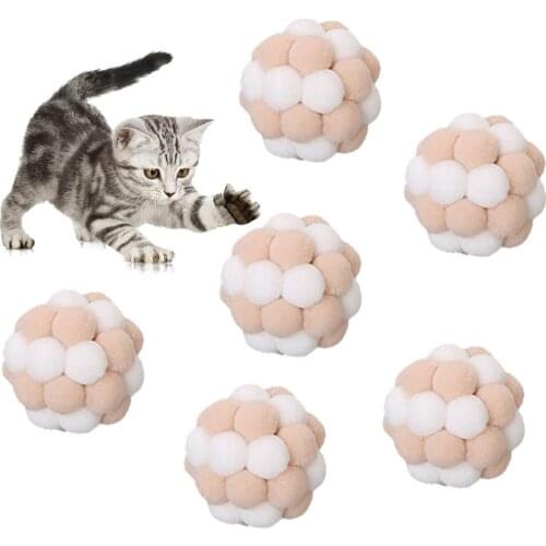 6PCS Mini Handmade Plush Elastic Bell Ball Cat Toy Set Creative Funny Interactive Cat Play Toy Kitten Dog Pet Toy Supplies