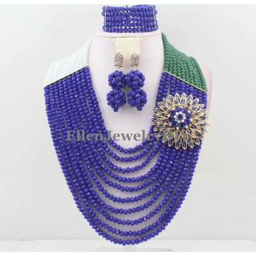 African Nigerian Wedding bridal beads Jewelry Set African style Crystal beaded necklace women Jewelry set W12128